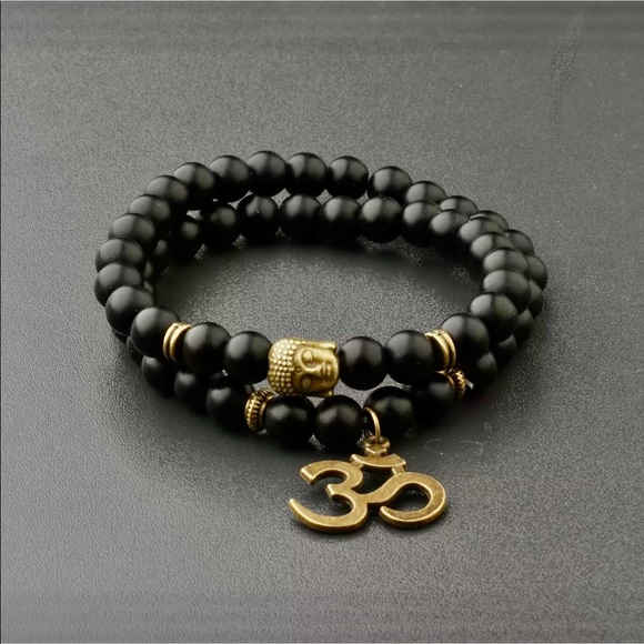 Unisex onyx, lava stone, wood or tigers eye Mala bracelet - Picture 6 of 12